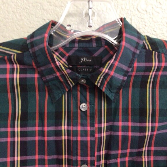 J. Crew Classic Women's OP Popover Shirt Cotton Long Sleeve Tartan Plaid Petite - Picture 5 of 9